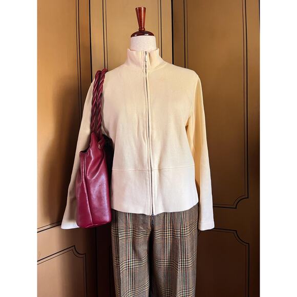 Vintage zipped sweater in cream cotton by Faconnable, size S - Picture 4 of 5